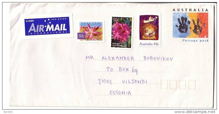 GOOD Postal Cover AUSTRALIA To ESTONIA 2003 - Nice Stamped: Flowers ; Christmas - Covers & Documents