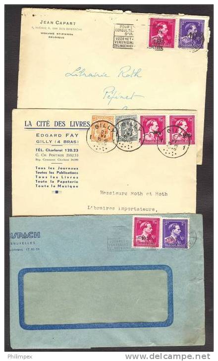 BELGIUM, ARCHIVE -10% 7 COVERS TO SWITZERLAND + 5 FRANCS IN PAIR NH - 1946 -10 %