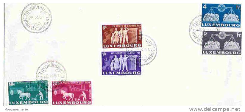 LUXEMBOURG, FDC, 25/10/51 EUROPE UNI, MI 478-483 PRIFIX  FDC 7 - FDC