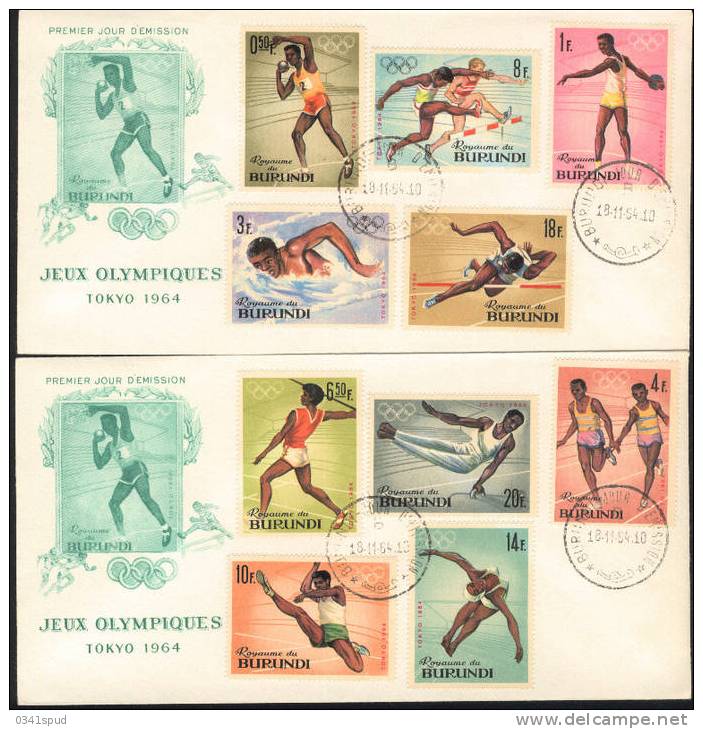 Jeux Olympiques 1964  Burundi FDC  Athlétisme Gymnastique Plongeon Natation - Ete 1964: Tokyo