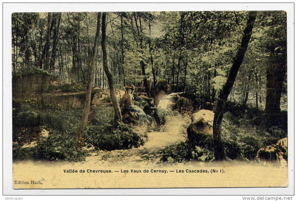 I4 - Les VAUX-de-CERNAY - Les Cascades - Vallée De Chevreuse  (jolie Carte Tramée Animée De 1908) - Vaux De Cernay