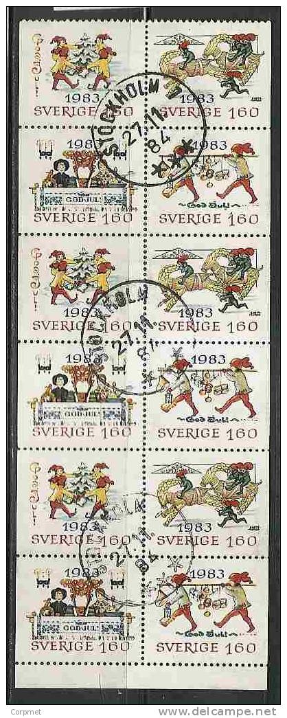 SWEDEN - GOD JUL 1983 - Block Of 12 Of The Exploided BOOKLET - Yvert # C 1240 - VF USED - Hojas Bloque