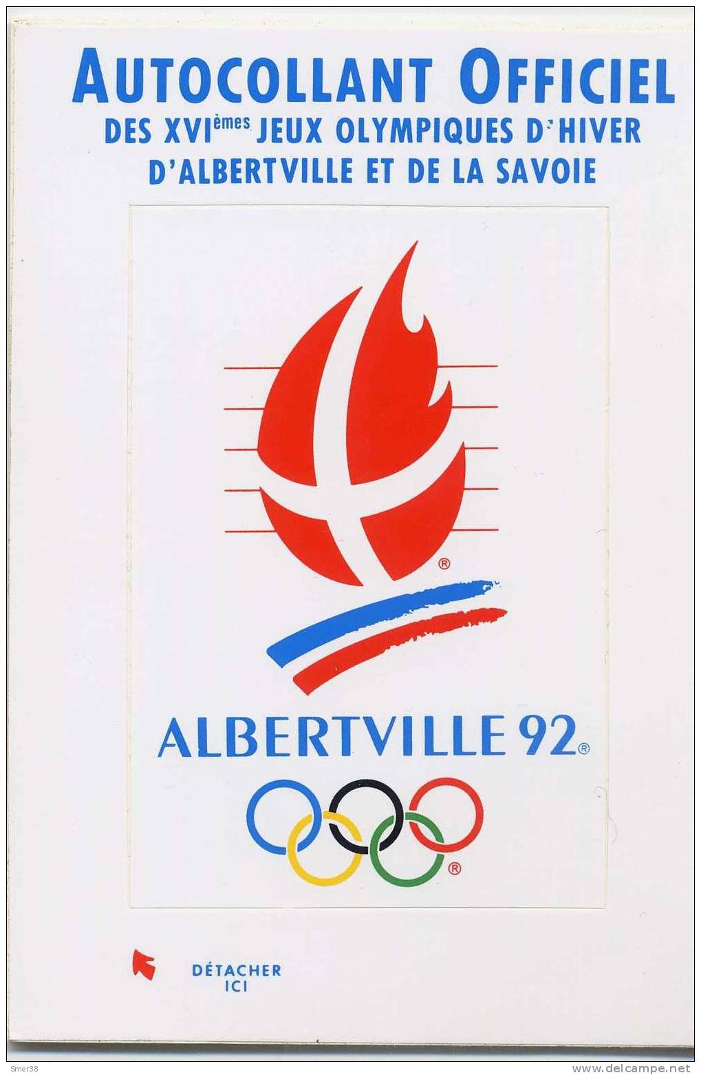 Albertville 92 -logo Officiel  - Carte Postale Autocollant - Jeux Olympiques - Albertville