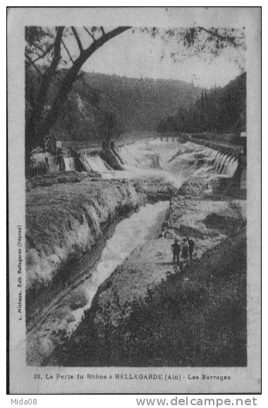 01.BELLEGARDE.LA PERTE DU RHONE .  LES BARRAGES. Carte Sepia. - Bellegarde-sur-Valserine