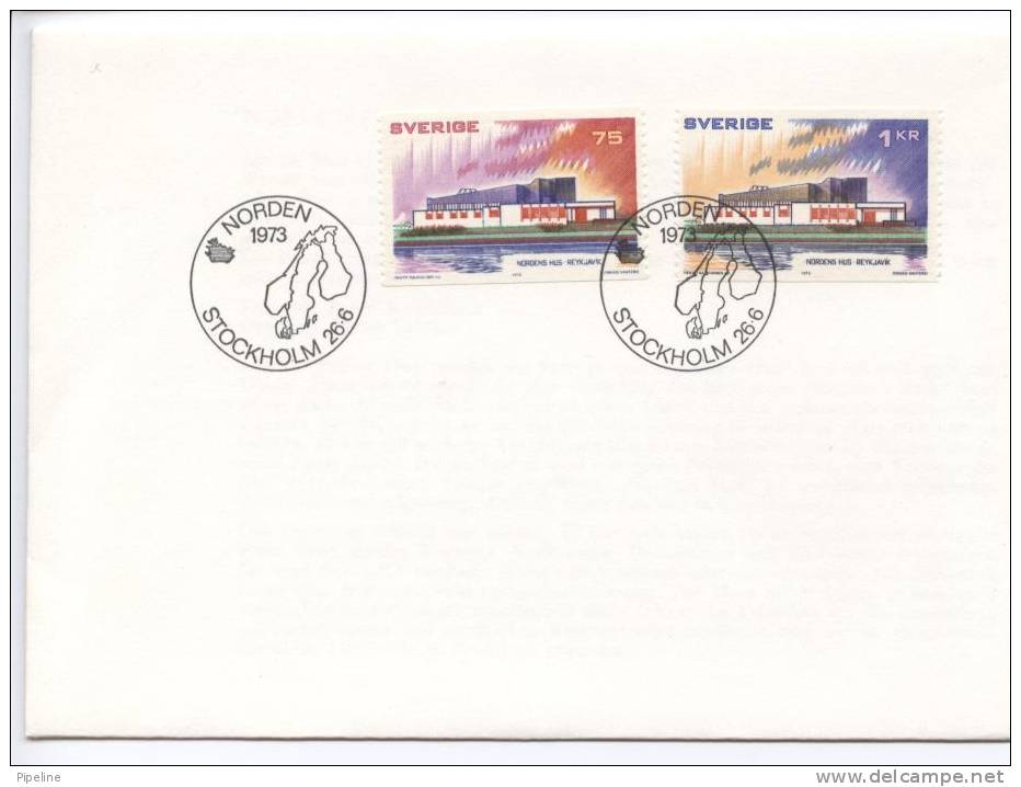 Sweden  FDC Nordic House Reykjavik 26-6-1973 - FDC