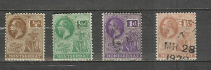 1922-1928 King George V 4 Values - Montserrat