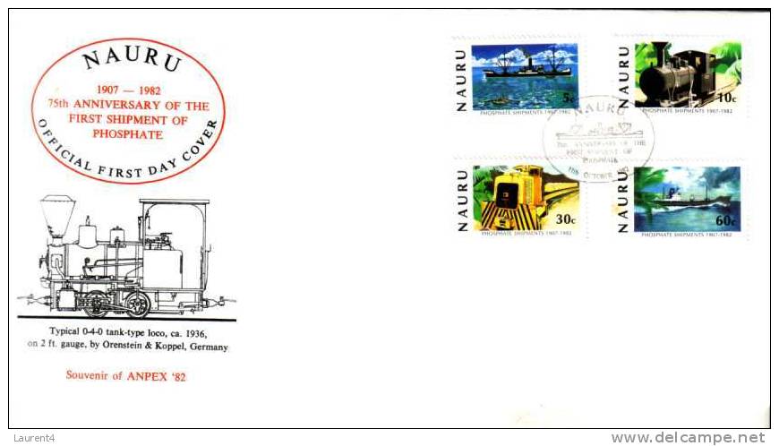 Nauru FDC Cover  / Envelope Premier Jour De L´ile De Nauru - ANPEX 82 - Train - Nauru
