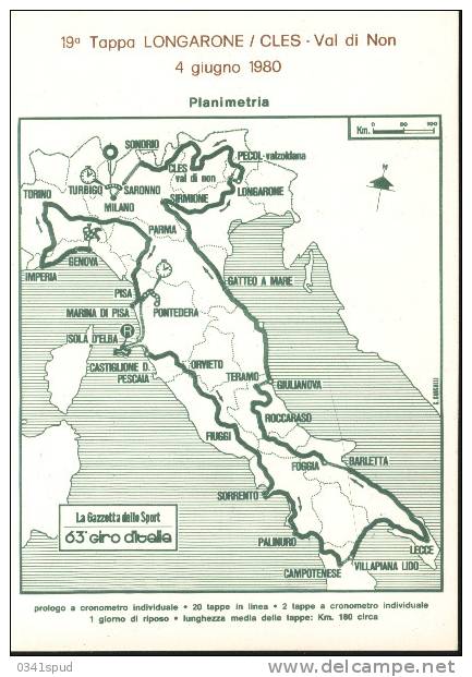 1980 Italia Ciclismo Cyclisme Cycling Tour D´Italie Giro Italia  Longarone  Cles - Ciclismo