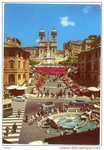 Italie Roma  Rome  Place  D´Espagne  Et  Trinità  Des  Monts Bassin Jet D´eau  CPSM  Glacée Animée  Non Circulé  TBE - Orte & Plätze