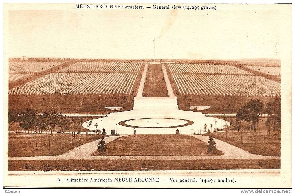 Cimetiere  Americain - Meuse -   Argonne  - Vue Generale (14.095 Tombes) - Cimetières Militaires