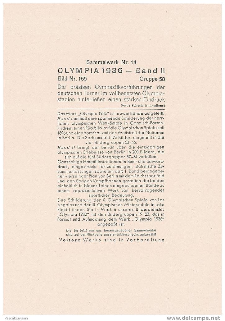 OLYMPIA 1936 - Sammelwerk Nr 14 - Band II - Bild 159 - Sports