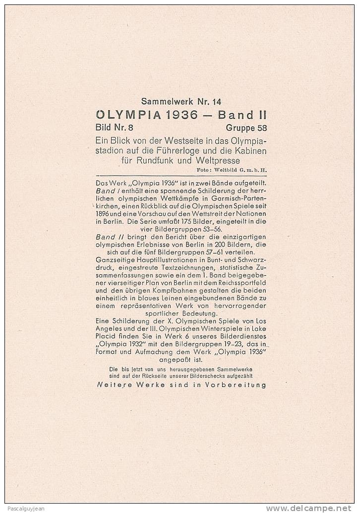 OLYMPIA 1936 - Sammelwerk Nr 14 - Band II - Bild 8 - Sport