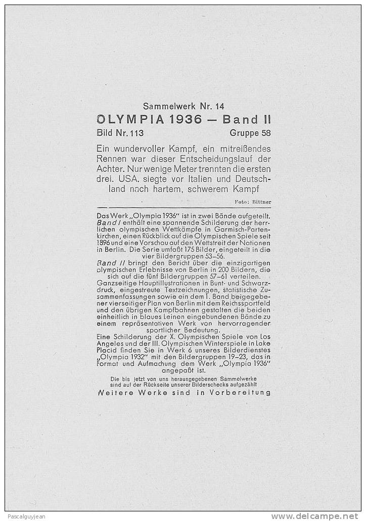 OLYMPIA 1936 - Sammelwerk Nr 14 - Band II - Bild 113 - Sports