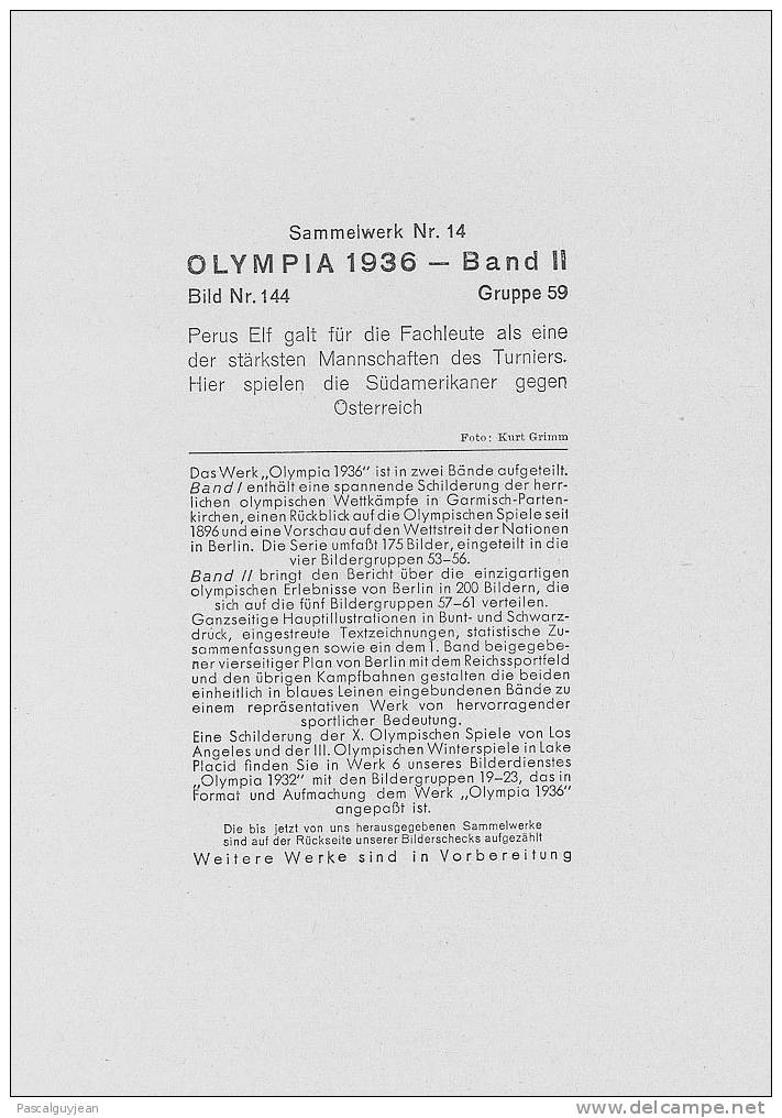 OLYMPIA 1936 - Sammelwerk Nr 14 - Band II - Bild 144 - Sports