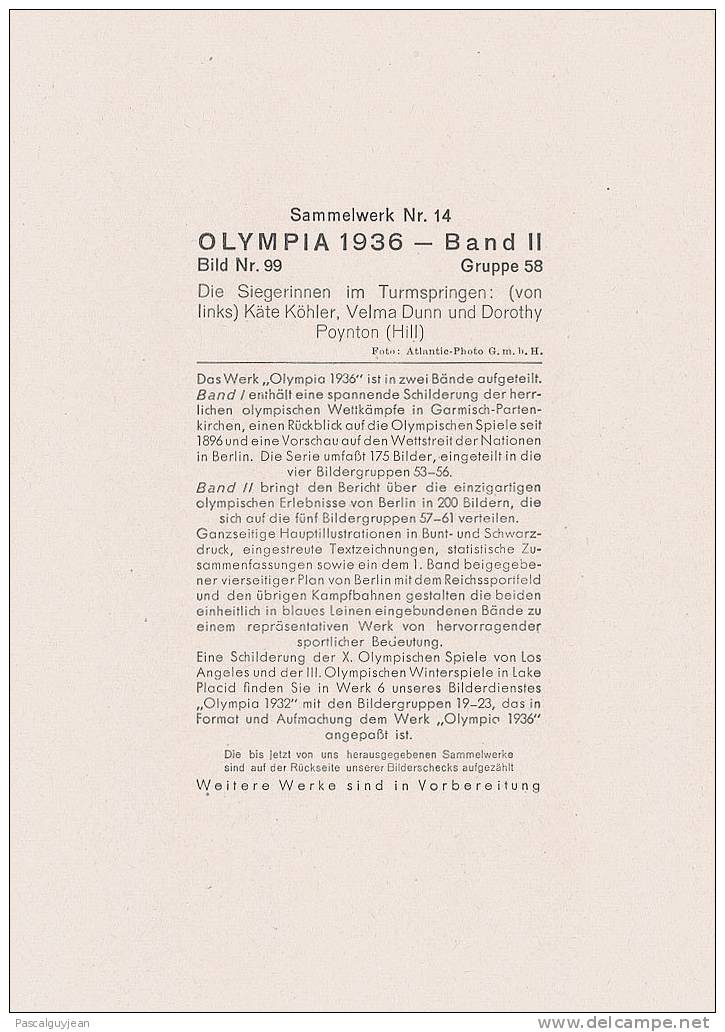 OLYMPIA 1936 - Sammelwerk Nr 14 - Band II - Bild 99 - Sports