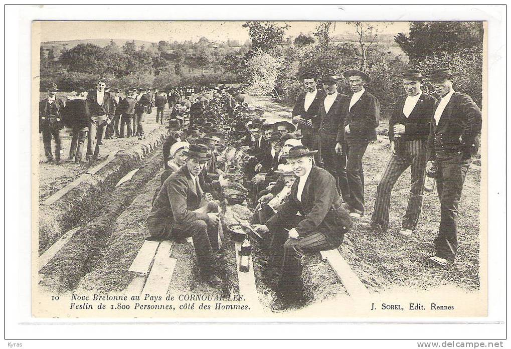 10. NOCE BRETONNE AU PAYS DE CORNOUAILLES Festin De 1800 Personnes,  Côté Des Hommes - Noces