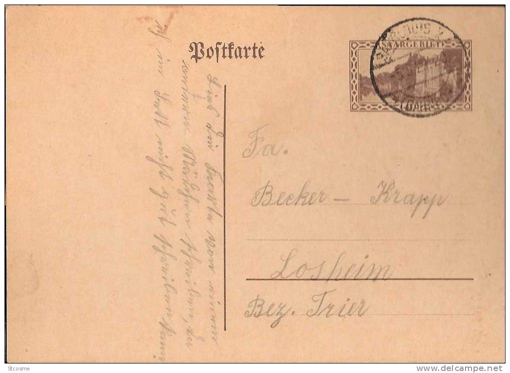 Entier / Stationery / PSC - Sarre / Saar / Saargebiet - CP 35 Oblitérée - 5 - Enteros Postales