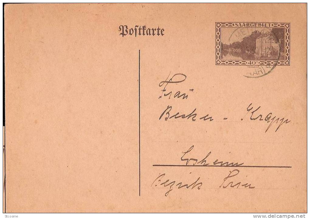 Entier / Stationery / PSC - Sarre / Saar / Saargebiet - CP 35 Oblitérée - 6 - Postal Stationery