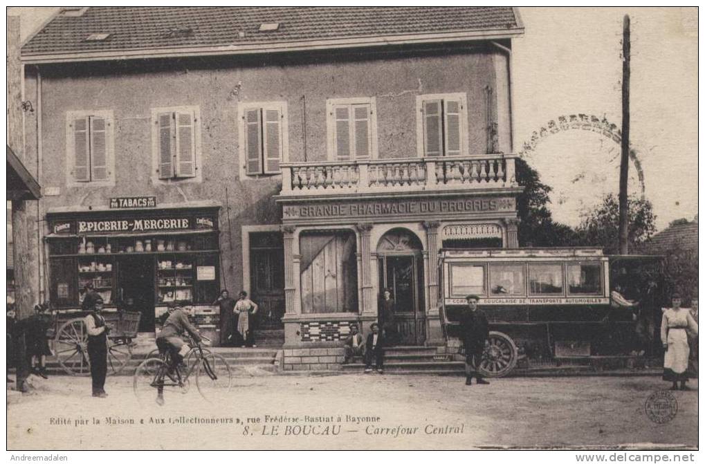 LE BOUCAU - 64 - CPA - Carrefour Central - Autobus De Bayonne - Achat Immédiat - Boucau