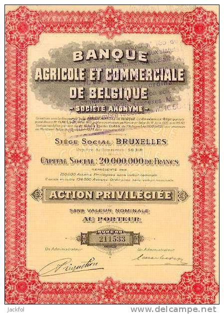 BANQUE AGRICOLE Et COMMERCIALE De BELGIQUE(red) - Bank & Versicherung
