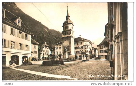 CPA DE ALTDORF - DORFPLATZ MIT TELLDENKMAL - Altdorf