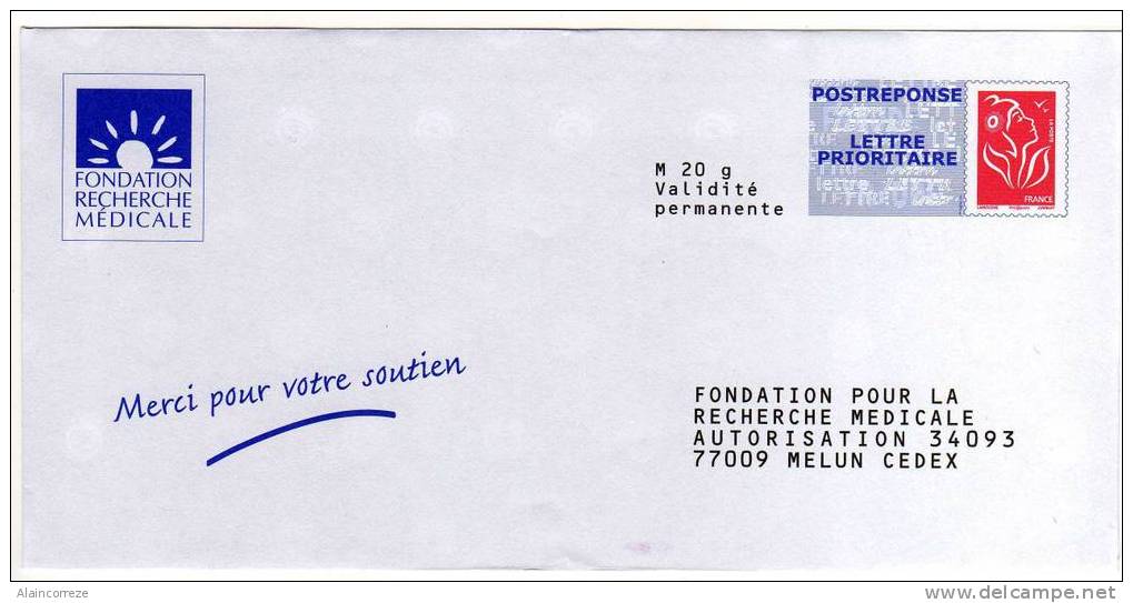 Entier Postal PAP Réponse Seine Et Marne Melun Fondation Pour La Recherche Médicale Autorisation 34093 N° Au Dos: 07P792 - Prêts-à-poster: Réponse /Lamouche