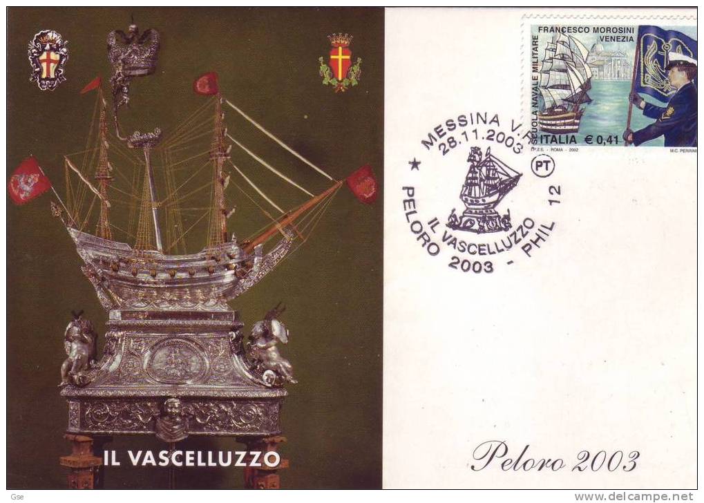 ITALIA 2003 - Cartolina Ufficiale - Annullo Speciale Illustrato - Nave A Vela - Maritiem