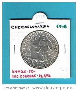 CHECOSLOVAQUIA  100  CORONAS  PLATA/SILVER  KM#26  SC-/UNC-      DL-5736 - Checoslovaquia