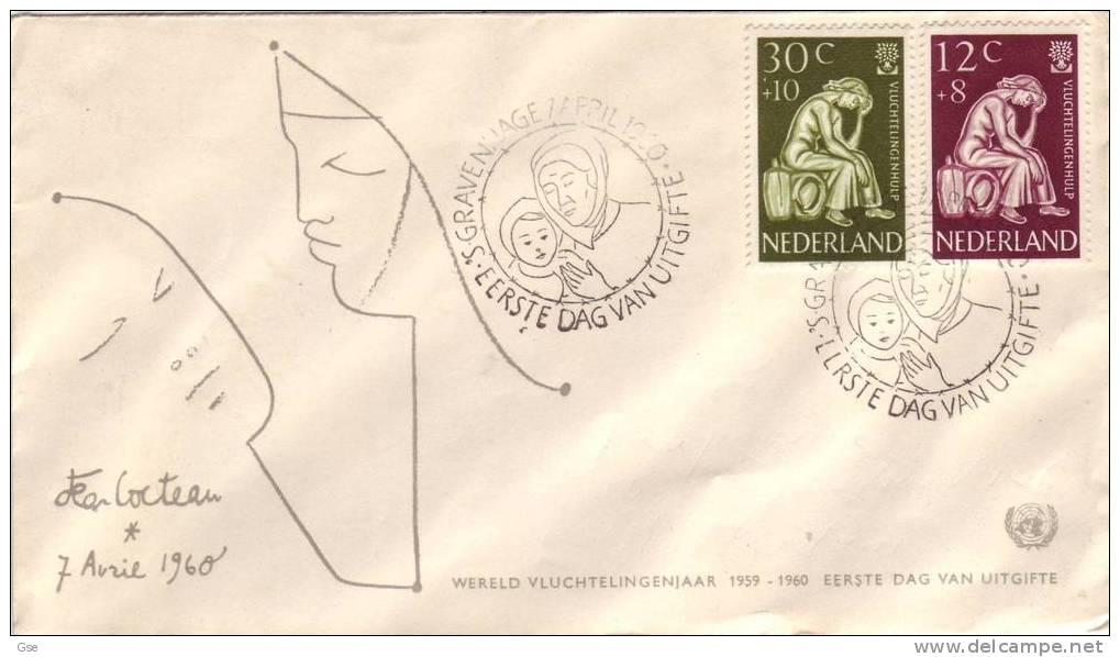 PAESI BASSI 1960 - FDC - Yvert 717/8 - - Rifugiati - Rifugiati