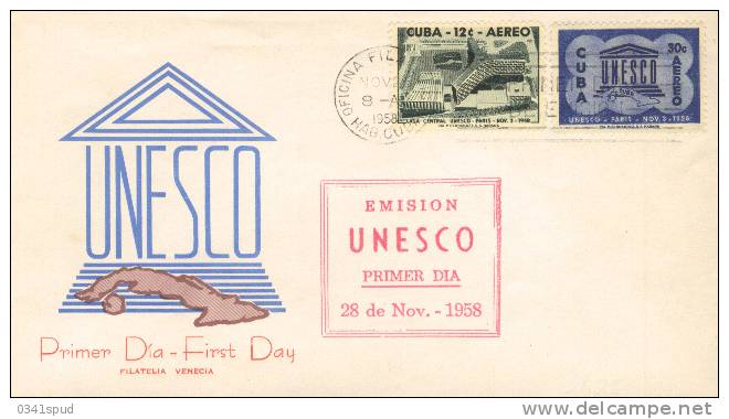 1958 Cuba  FDC Unesco Sur Lettre - UNESCO