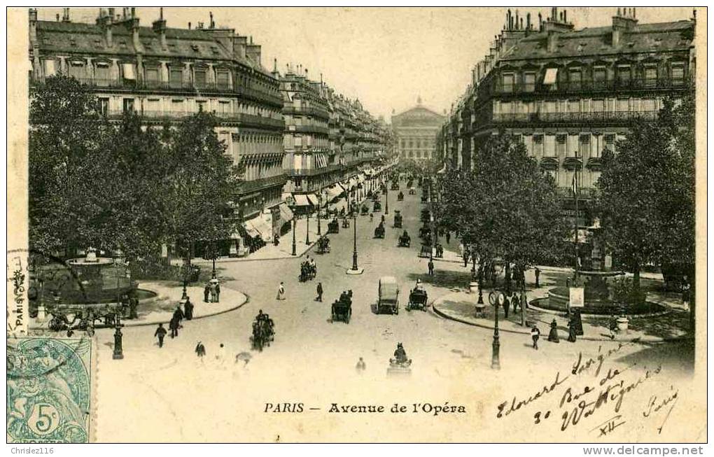 75 PARIS Avenue De L'Opéra  Joli Plan Animé  Précurseur  1903 - Paris (02)