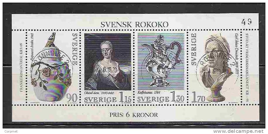 SWEDEN -  EPOQUE ROCOCO - SOUVENIR SHEET Yvert # Bl. 7  - VF USED - Blokken & Velletjes