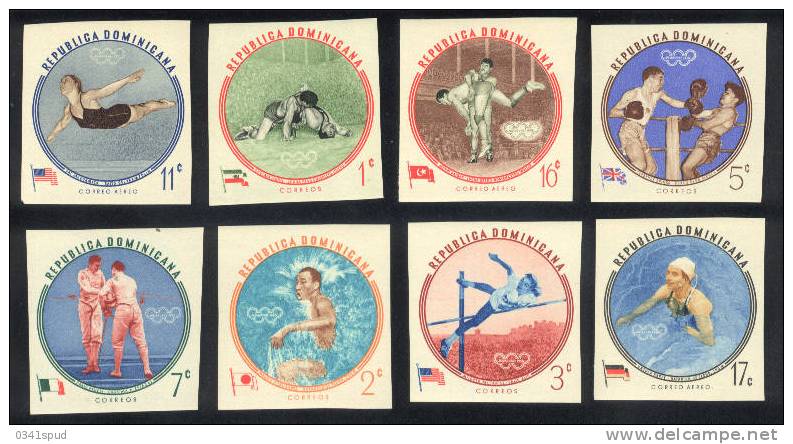 Jeux Olympiques 1960 Dominicaine **  Never Hinged  TB Athlétisme,lutte,escrime, Boxe,natation,plongeon - Sommer 1960: Rom