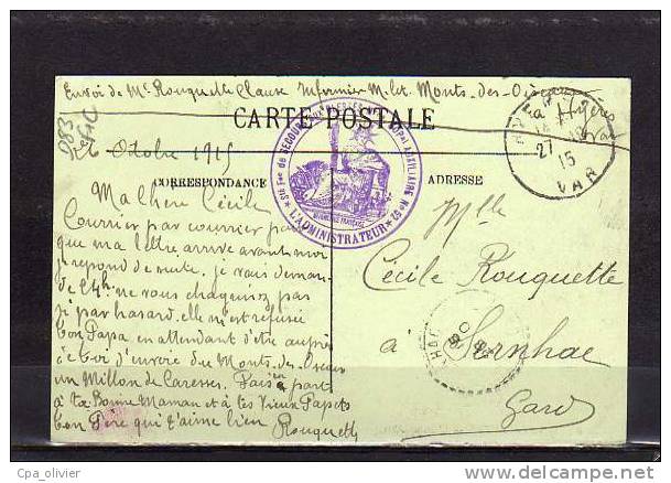 83 LA SEYNE SUR MER (environs) Sablettes, Embarcadère, Bateau Tamaris, Cachet Hopital Temporaire 52, Ed LL 6, 1915 - La Seyne-sur-Mer