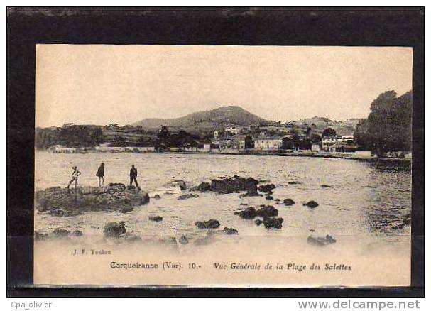 83 CARQUEIRANNE Plage Des Salettes, Vue Générale, Animée, Ed JF 10, 1909 - Carqueiranne