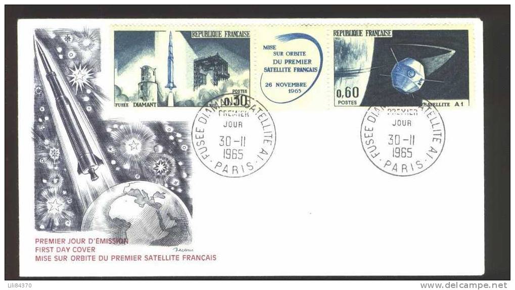 1er Jour FUSEE DIAMANT  ( Satelite A1) 30.11. 1965. - Europe