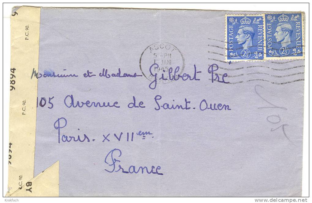 GB - Cover To France 1945 With Censor - Censure - Lettre Censurée - Postmark Collection