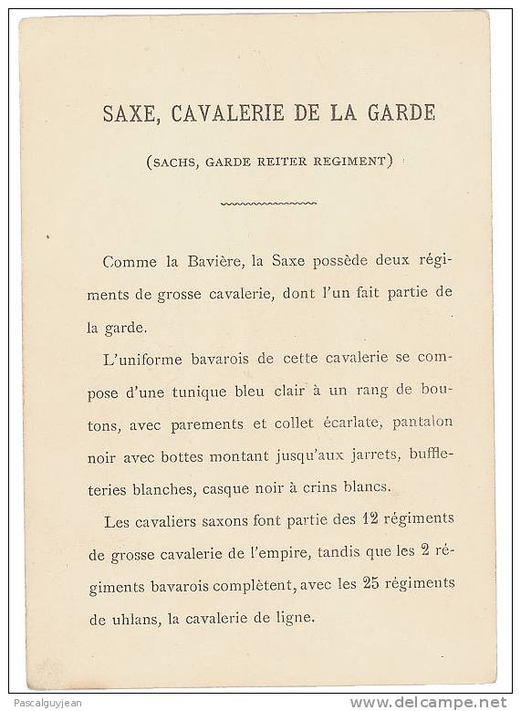 CHROMO - SAXE - CAVALERIE DE LA GARDE - Divise