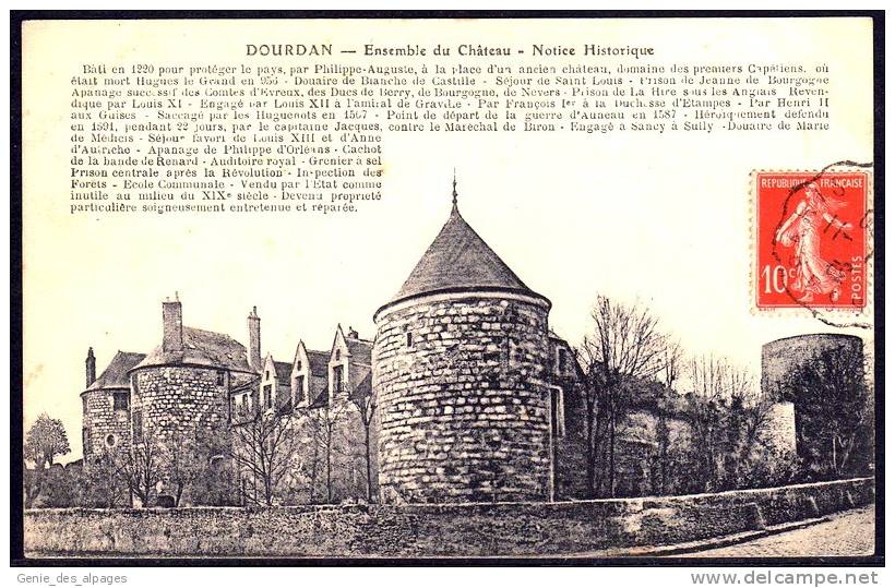 91 DOURDAN,  Ensemble Du Château, Notice Historique, Impr Le Delby, Voyagé - Dourdan