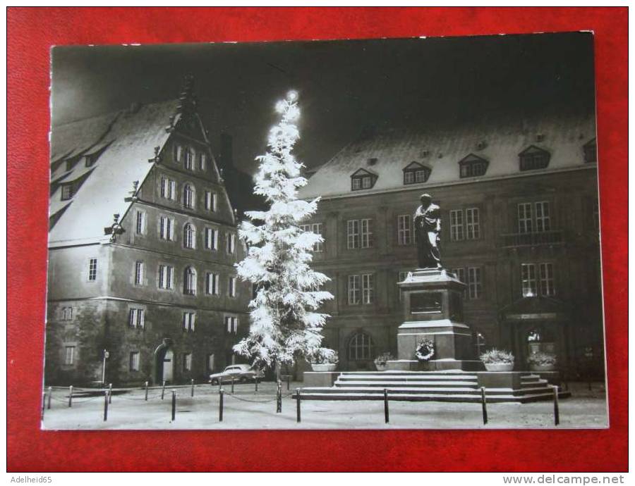 Weihnachtskarte Stuttgart Schillerplatz Schiller Monument - Idar Oberstein