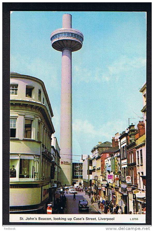 Postcard St John's Beacon Looking Up Case's Street Liverpool Lancashire Taxi Shops - Ref B100 - Liverpool