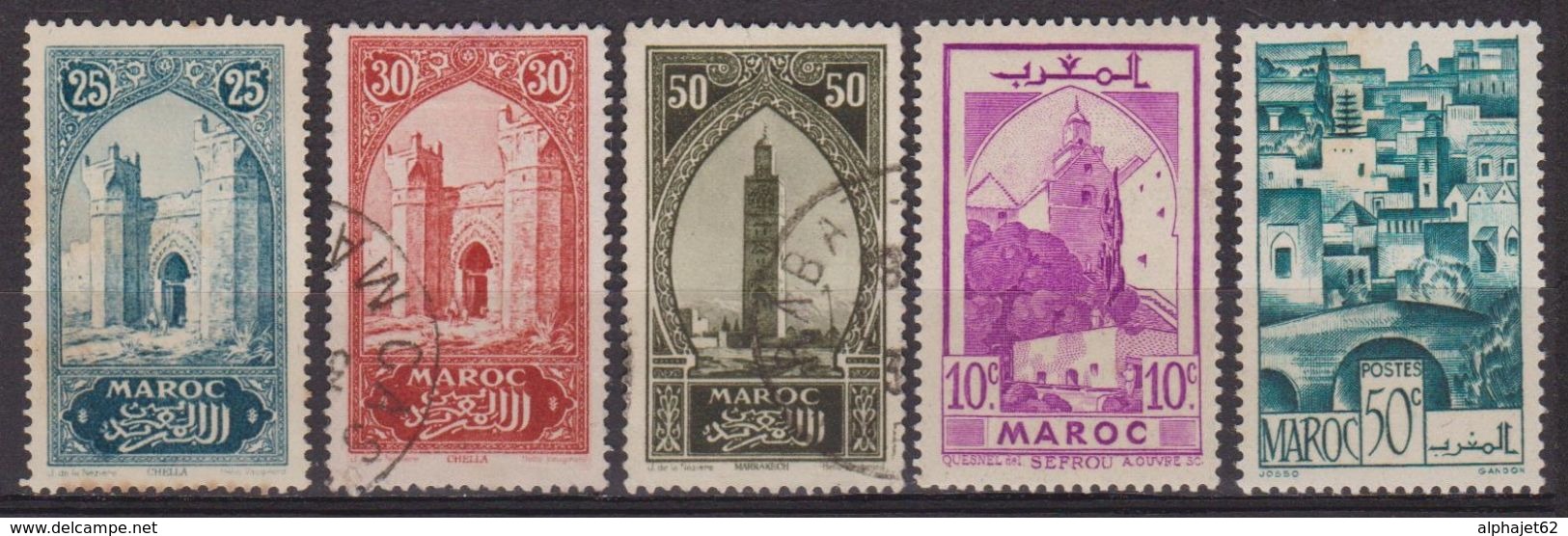 1927 - Sites Touristiques - MAROC - Porte De Chella Près De Rabat - Mosquée La Koutoubia - N° 106-107-113-167-249 - Usados