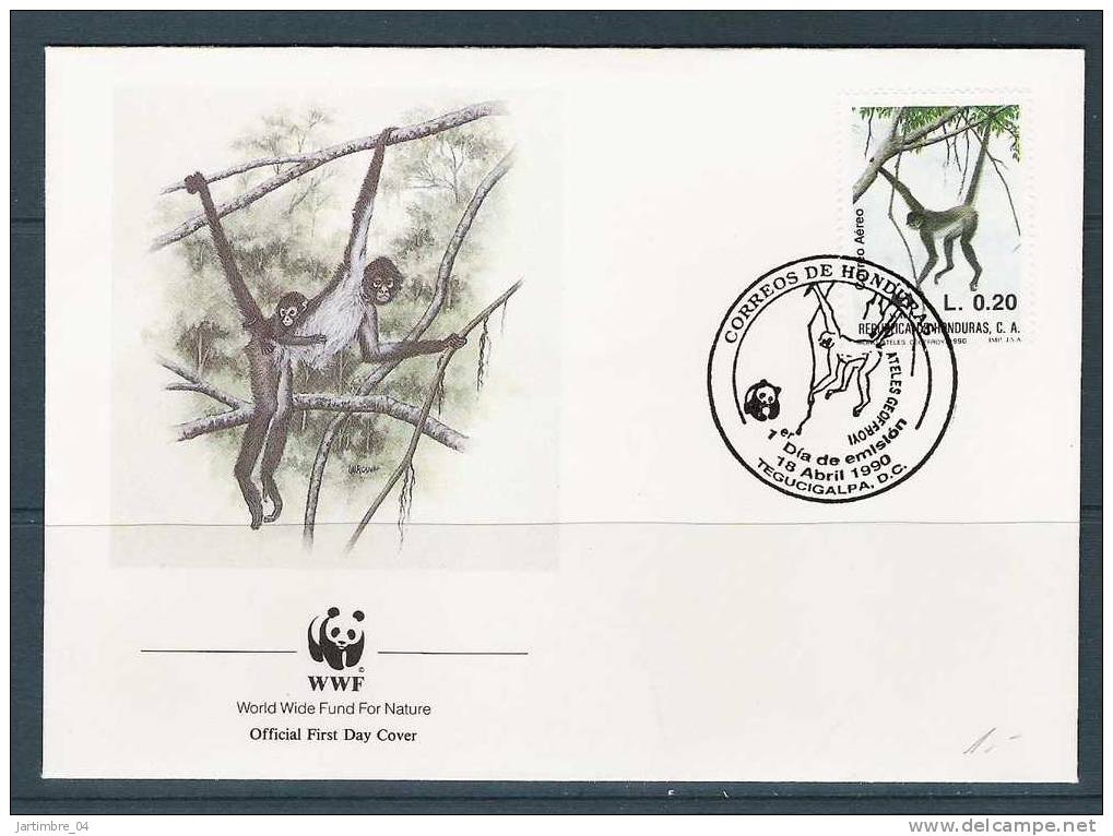 1990 HONDURAS  FDC WWF PA 746 Singe - Singes