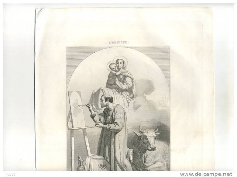 - VISION DE St LUC . GRAVURE SUR ACIER DU XIXe S.  TIMBREE - Religione & Esoterismo