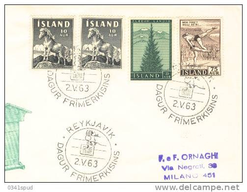 1963 Islande  Journée Du Timbre  Stamp Day Lotta Lutte - Brieven En Documenten