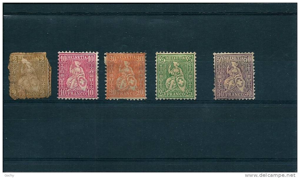 SUISSE : N° 49+51+53+54+56(*). 1881 - Unused Stamps