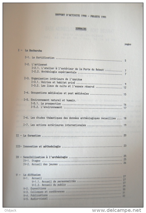 BASE ARCHEOLOGIQUE DU MONT BEUVRAY Activites 1990 Prévision 1991 - Archeology