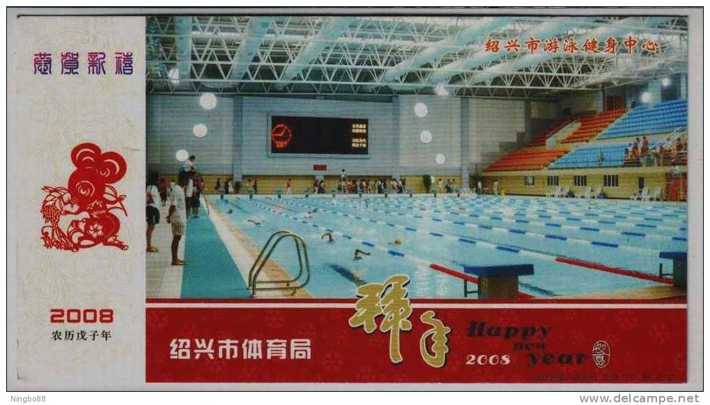 Shaoxing Swimming Pool,natatorium Gymnasium,China 2008 Shaoxing Sport Bureau Advertising Pre-stamped Card - Swimming