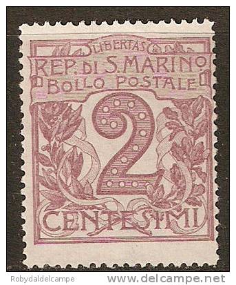 SAN MARINO - Sassone # 34 - (*SG) - Unused Stamps