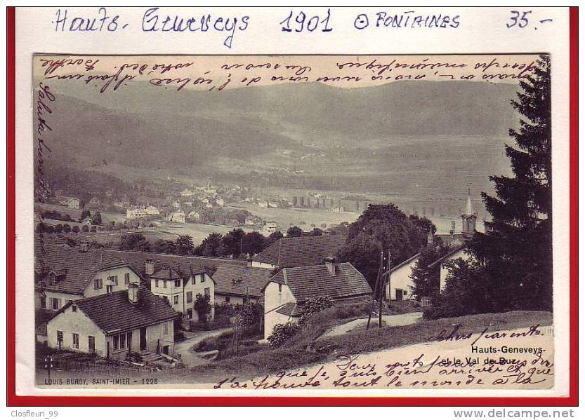 Hauts-Geneveys, Oblit. De Fontaines 4.VIII.1901 Et La Chaux-de-Fonds 4.VIII.01 - Fontaines